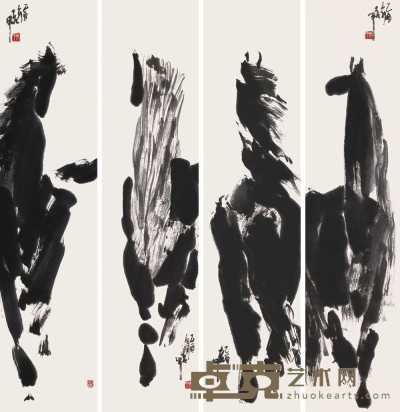 贾浩义 2005年作 丽人行 四屏 136×30cm×4